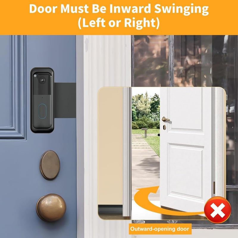 SENLEG Blink Doorbell Mount, Anti-Theft Blink Video Doorbell Door Mount Bracket No Drilling, Not Block Doorbell Motion Sensor, Easy to Install, Fit for Blink Doorbell Camera (Black) - Image 5